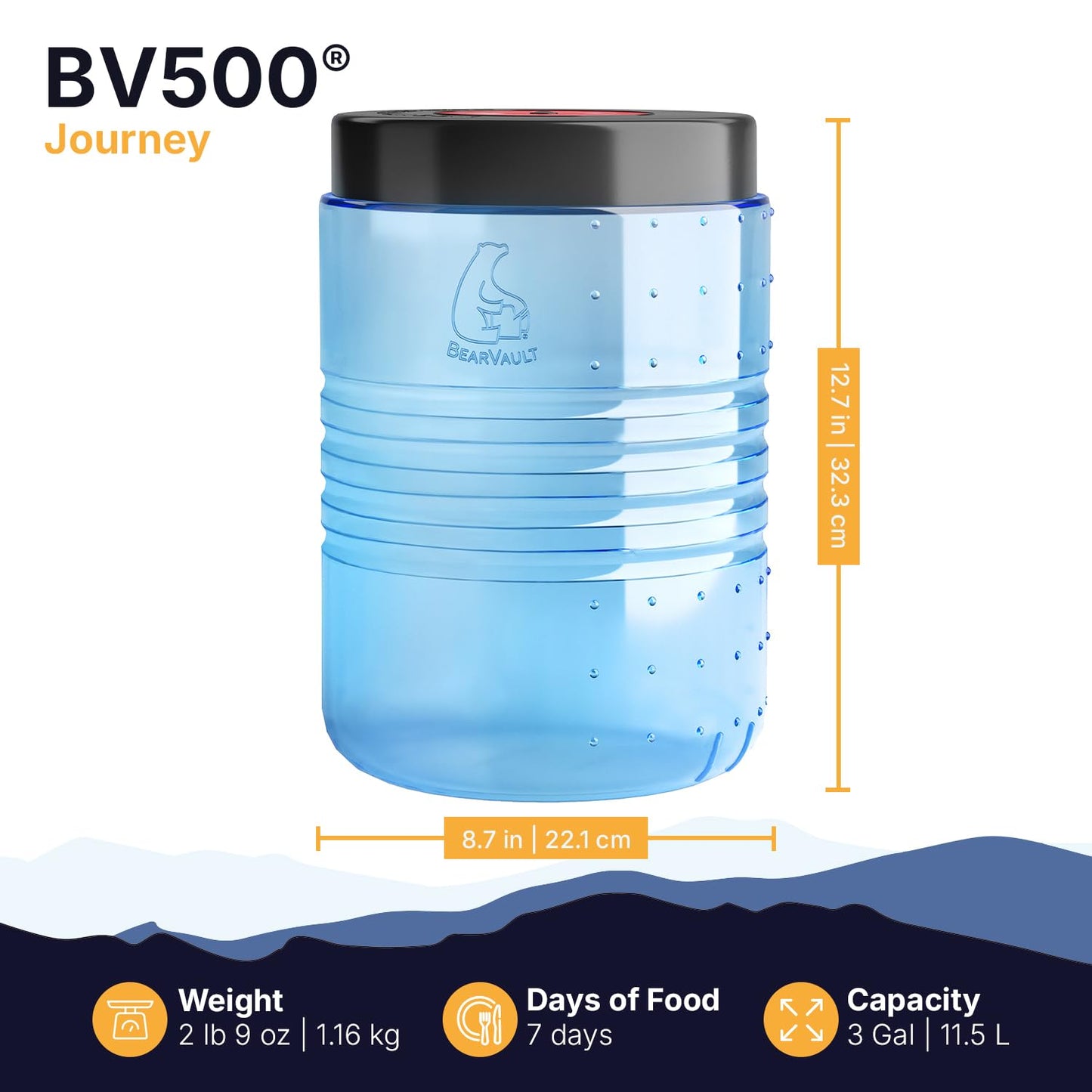 BearVault BV500 Journey Bear Resistant Food Container - Extra Large