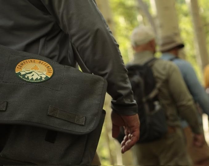 Campfire Defender Outdoor Fire Pit Cover, 68" x 60" - Camping Firepit Cover Square with Adjustable Vent, Weatherproof Emergency Blankets, Heavy Duty Military Grade Camper Blanket with Glow in the Dark