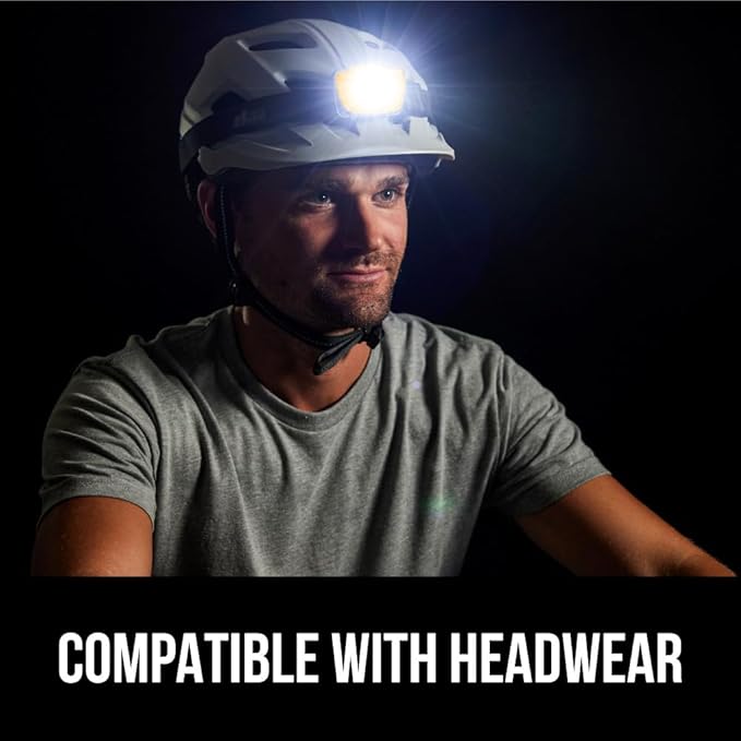 GORILLA GRIP Ultra Bright High Lumens LED Head Lamp, 7 Light Modes Water Resistant IPX4 Headlamp, Adjustable Headband, Battery Powered Outdoor Running, Camping Forehead Flashlight Lamps, 1 Pack Orange