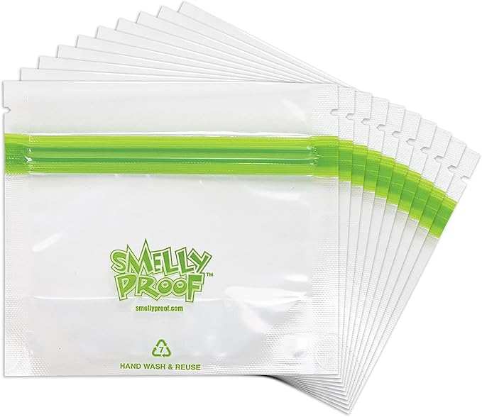 Smelly Proof 50pk Stand-Up Reusable Food Storage Freezer Bags - US Made, BPA FREE, NO PEVA, Clear 3 mils 4" x 3" - 50 pcs