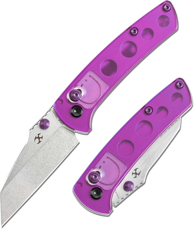 KANSEPT Little Main Street Pocket Folding Knives EDC Axis Lock Camping Knife 2.26'' Stonewashed 154CM Blade Knife with Purple Acrylic Handle for Men Women Everyday Carry T2015V2
