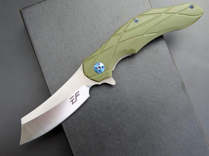 Eafengrow EF919 Folding Knife with Pocket Clip D2 Steel Blade G10 Handle EDC Tool Outdoor Knives for Camping Fishing Hiking(Green)