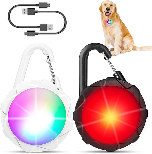 Dog Lights for Night Walking, 2 Pack 4 Modes Dog Collar Light, IP68 Waterproof Pet LED, 700 mAh High Capacity USB Rechargeable Pet Safety Accessories for Night Cycling, Climbing, Camping