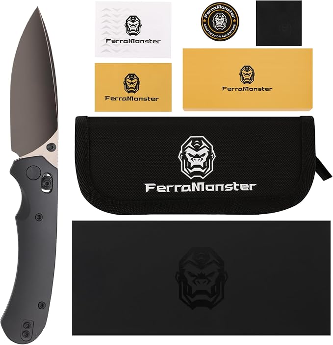 Folding Pocket Knife,3.31” M390 Blade,Erogonomic Titanium Handle,Hunting Survival Knife,EDC Knife for Hunting Camping Survival Outdoor Fishing Hiking（Black）