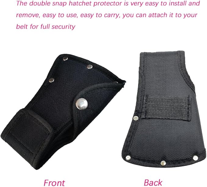 2 Pack Axe Head Sheath Holster, Black Hatchet Sheath for 1.25Lb Axe, Resistant Double Snap Hatchet Protector, Axe Cover for Outdoor Work Outdoor Hiking