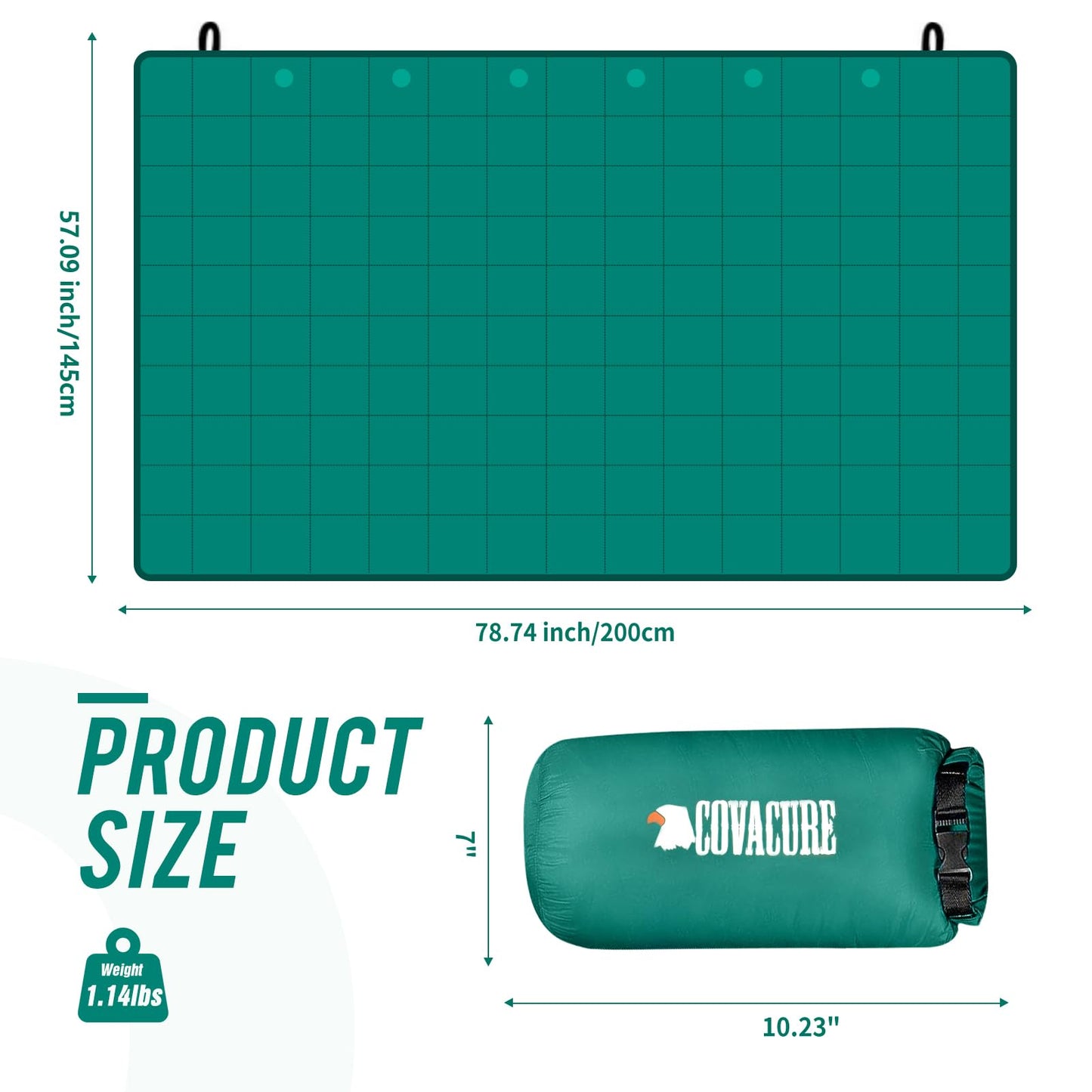 COVACURE Camping Blanket, Packable Down Alternative Outdoor Blanket-Green