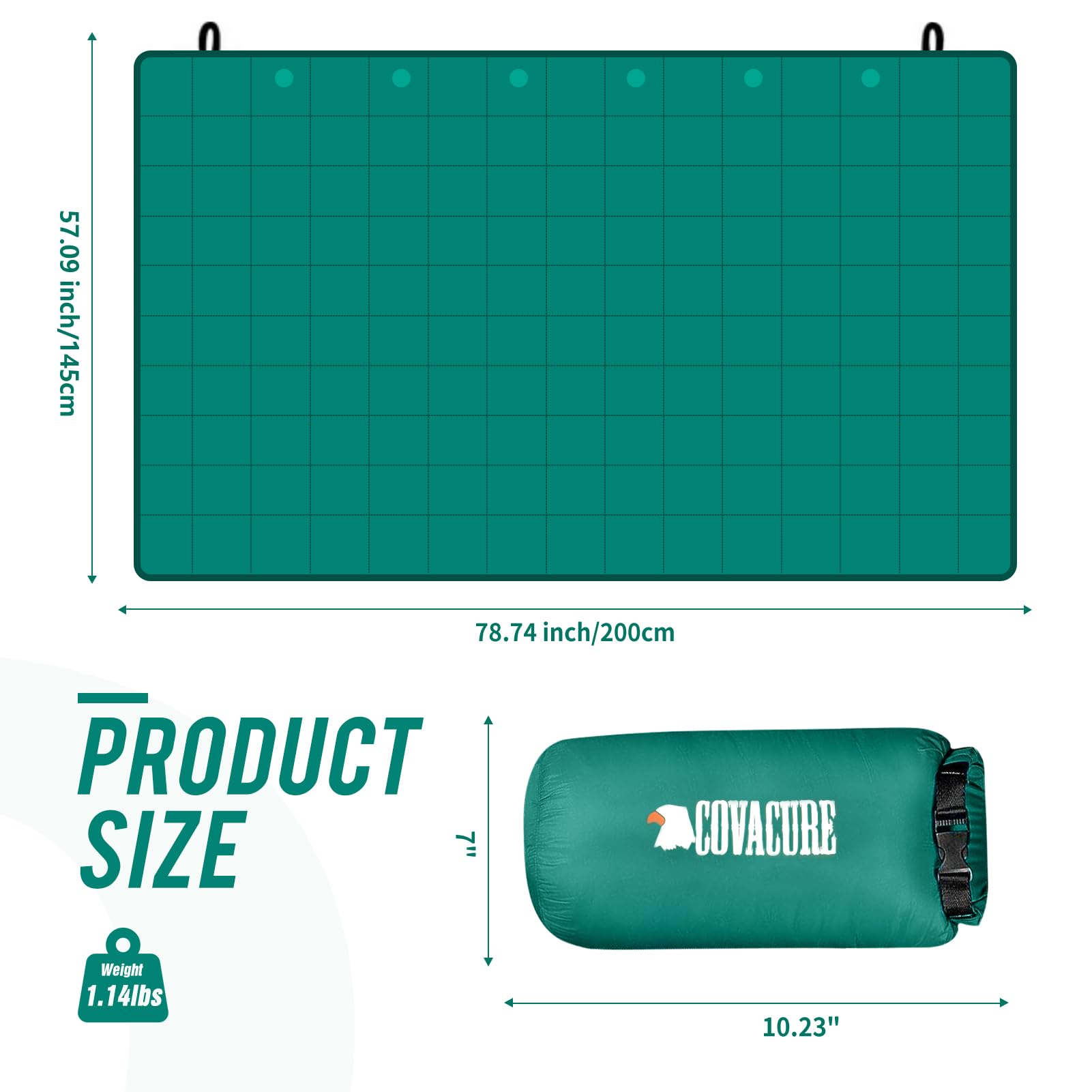 COVACURE Camping Blanket, Packable Down Alternative Outdoor Blanket-Green