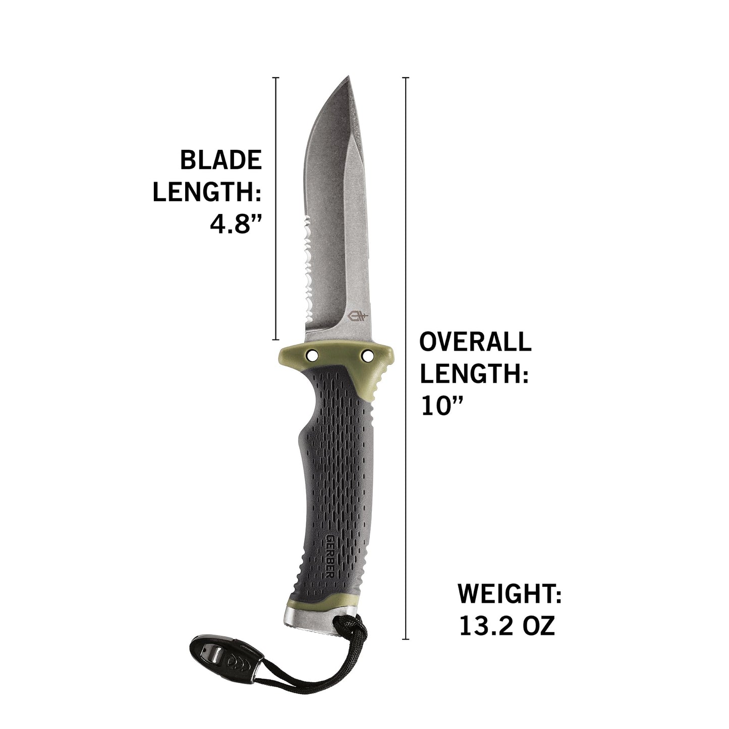 Gerber Ultimate Fixed Blade Knife w/Sheath, Knife Sharpener, Ferro Rod