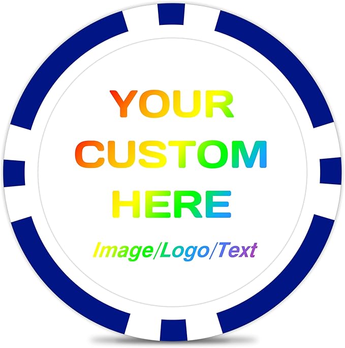 50-500 Custom Poker Chips, 11.5g Casino Size Clay Chips, Upload Your Image or Text for Personalization, for Bar Tokens, Poker Games or Event