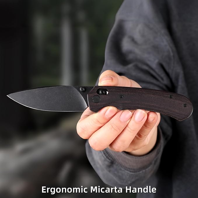 Folding Knife,Pocket Knife,3.31??154CM Blade,Erogonomic Canvas Micarta Handle,Survival Camping Knife with Pocket Clip,EDC Knife for Camping, Hunting, Hiking, Survival,Red