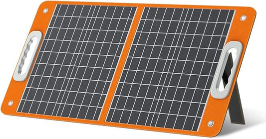 Flashfish 60w 18v Foldable Solar Panel, High-Efficiency Charger with DC Output & QC3.0 USB for Portsfor Portable Power Station, Solar Generator, Camping & Outdoor