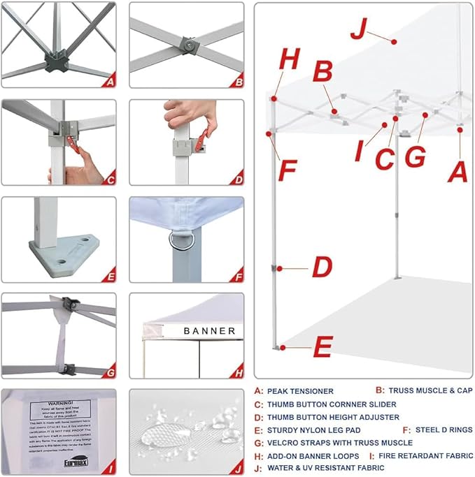 Eurmax USA 10'x10' Pop-up Canopy Tent Commercial Instant Canopies with 4 Removable Zipper End Screen Wall kit and Roller Bag, Bonus 4 SandBags(White)