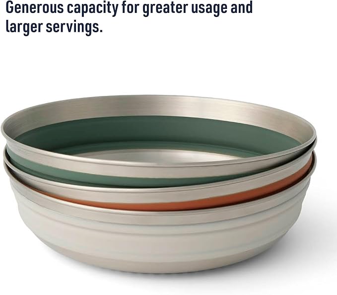 Sea to Summit Detour Stainless Steel Collapsible Bowl, Medium (22 fl oz), Beluga Black