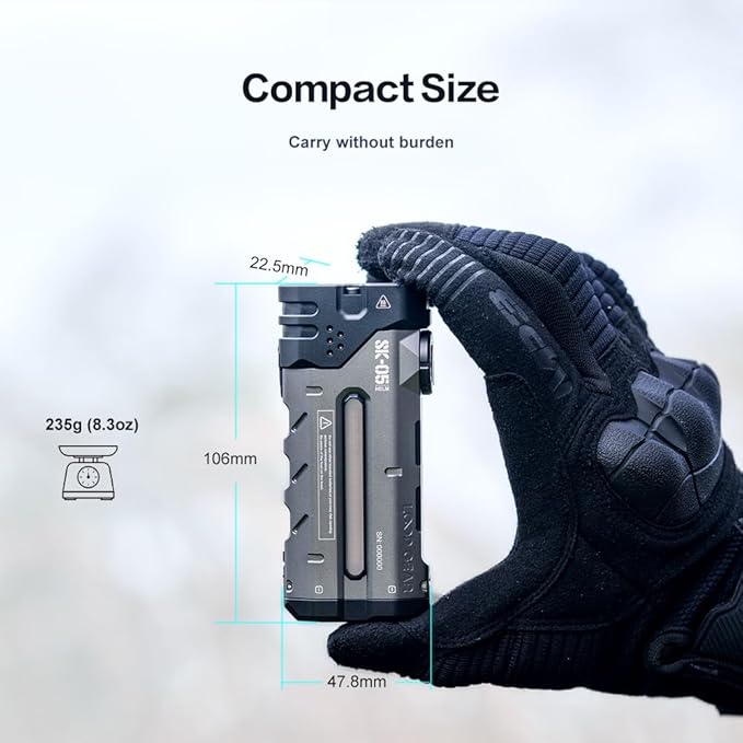 4360 Lumens Flat Flashlight SK05 Pro(5700K) with 8000mAh Power Bank, Portable Rechargeable EDC Flashlight with Floodlight, Spotlight & Sidelight Idea for Outdoors Hiking Emergency