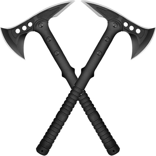 Camping Axe, Survival Throwing Hatchet with Sheath, Tactical Tomahawk with Spike, Nylon Fiber Handle for Outdoor Survival Hiking Camping (2Pack
