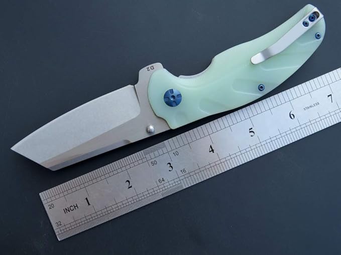 Eafengrow EF932 Pocket Knife G10 Handle D2 Steel Blade Knife with Ball Bearing Safe Open Flipper Knife for Camping Survival Hiking (jade)