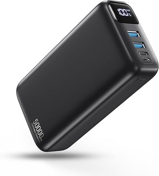 50000mAh Portable Charger Power Bank,22.5W Fast Charging Portable Phone Charge USB-C PQ3.0 QC4.0,LED Display, Battery Pack for iPhone 17/16/15 Pro Samsung Google, for Travel Camping Essential