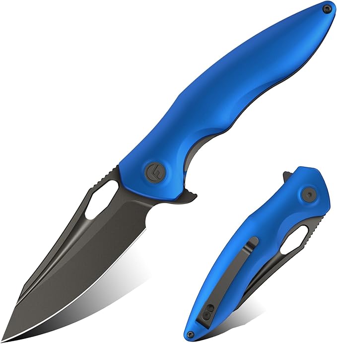 FINTISO Apollo Pocket Knife, 3.3" 14C28N Blade Aluminum Alloy Handle Folding Knife with Liner Lock, EDC Knife with Pocket Clip for Camping, Survival, Hunting, Unique Gift for Men Women