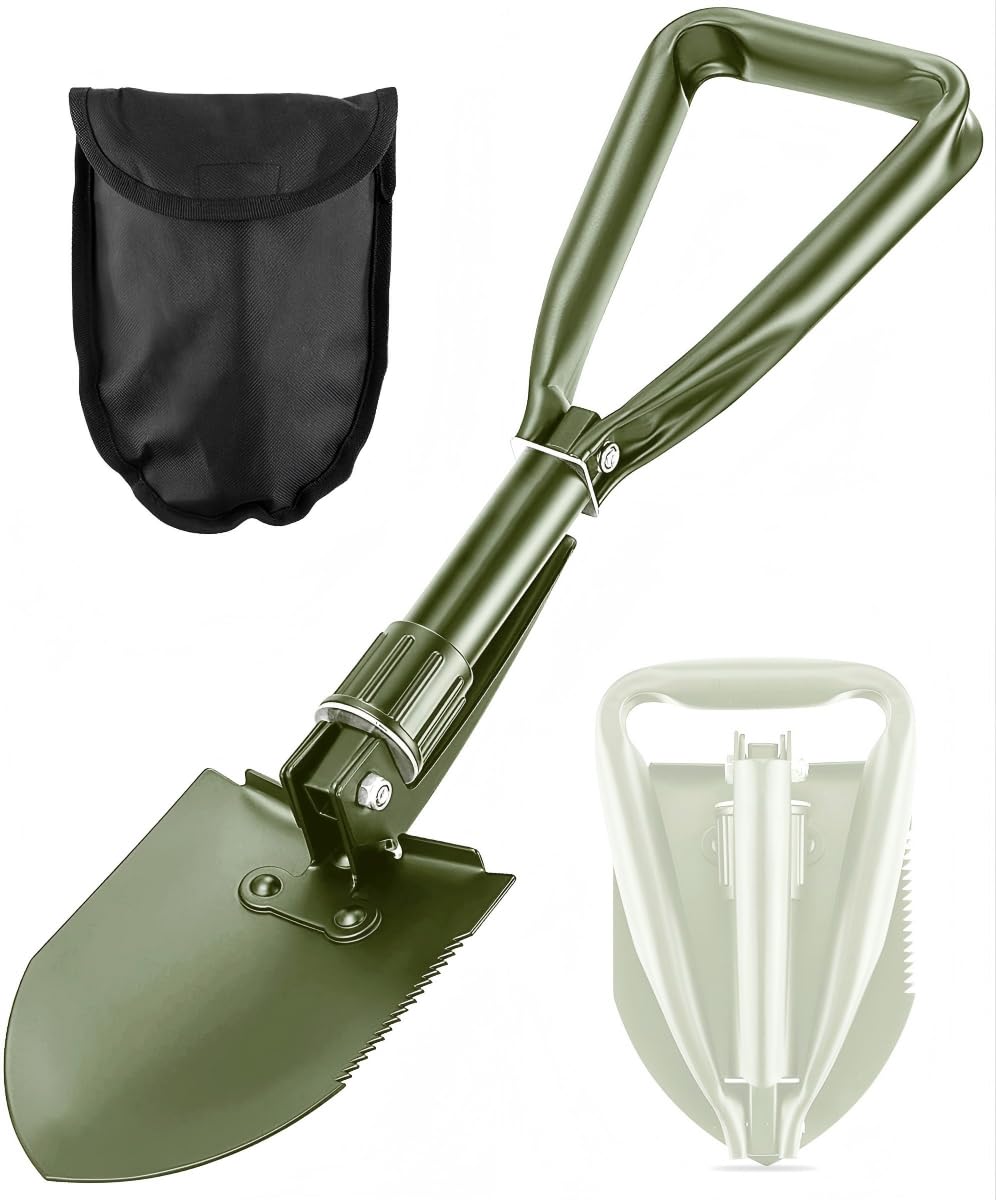 PLACHIDAY Digging Shovel - 24'' Lightweight Folding Shovel High Carbon Steel Portable Digging