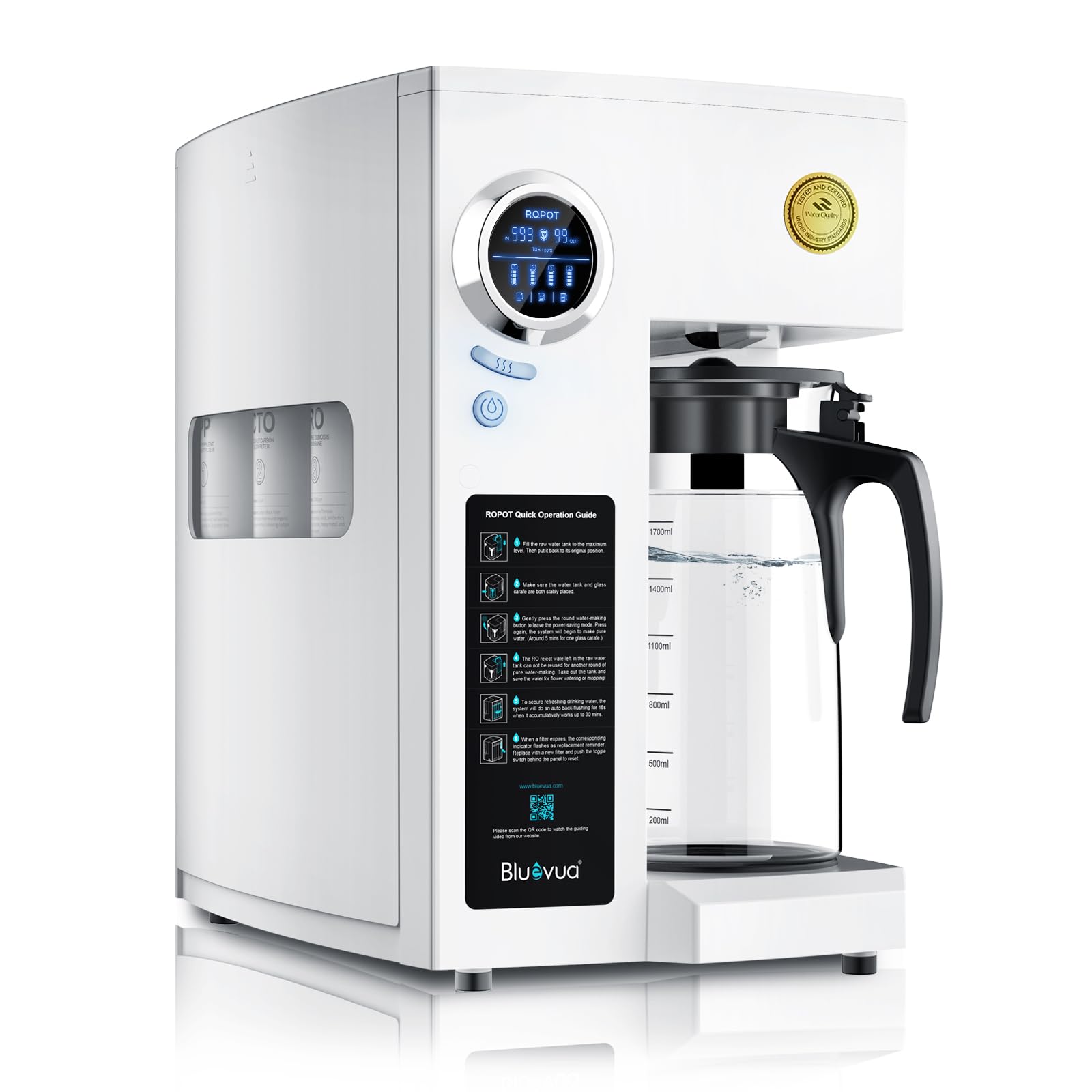 Bluevua RO100ROPOT Countertop Reverse Osmosis Water Filter System
