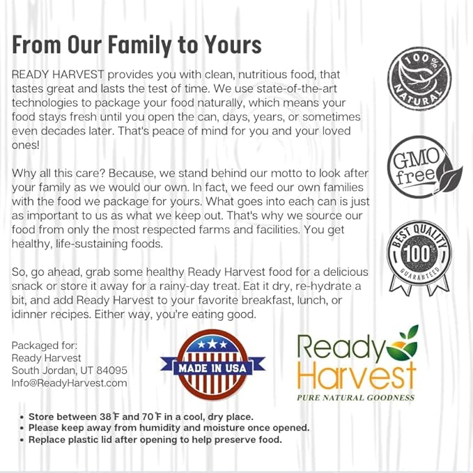Ready Harvest Freeze-dried Blueberries | Blueberries Freeze-dried Fruit | Healthy Trail Mix | Camping food, School Emergency Food Supply 30 years | #10 Can 6 Cans