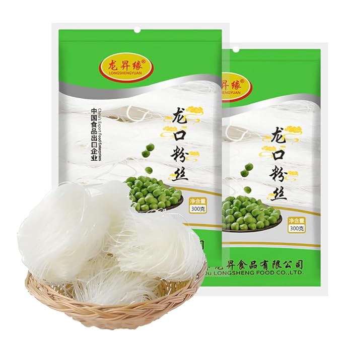21.16oz Glass Noodles Stir fried dishes，cold mixed hot pot-Authentic Longkou Glass Noodles for Cuisine，vermicelli rice noodles（600g） ﻿