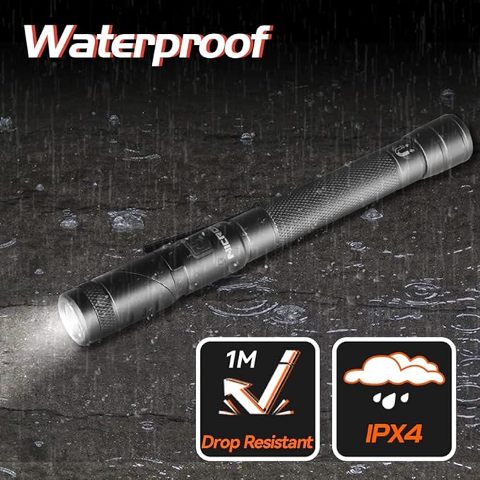 NICRON N73 Portable LED Pen Flashlight with 4Mode,Clip,Magnet, 150 Lumen 90 Degree Twist Angle Pocket Penlight with IPX4 Waterproof, Excellent for Tight Space,Mechanic, 2AAA Battery Include