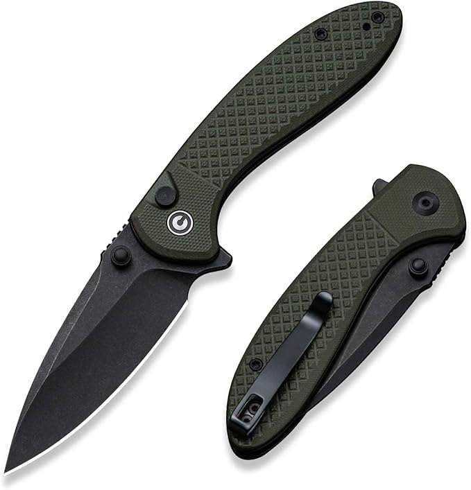 CIVIVI Faeger Pocket Folding Knife for EDC, 2.98" Swedish 14C28N Blade G10 Handle, Reversible Clip for Men Women Outdoor Carry C24031-2 (OD Green)