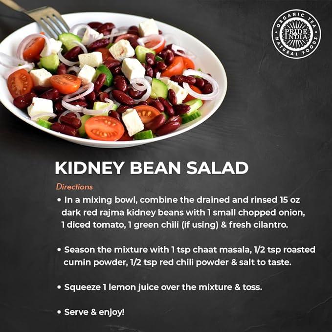 Pride Of India - Indian Whole Dark Kidney Beans - Protein & Fiber Rich Rajma, 1.5 Pound Jar