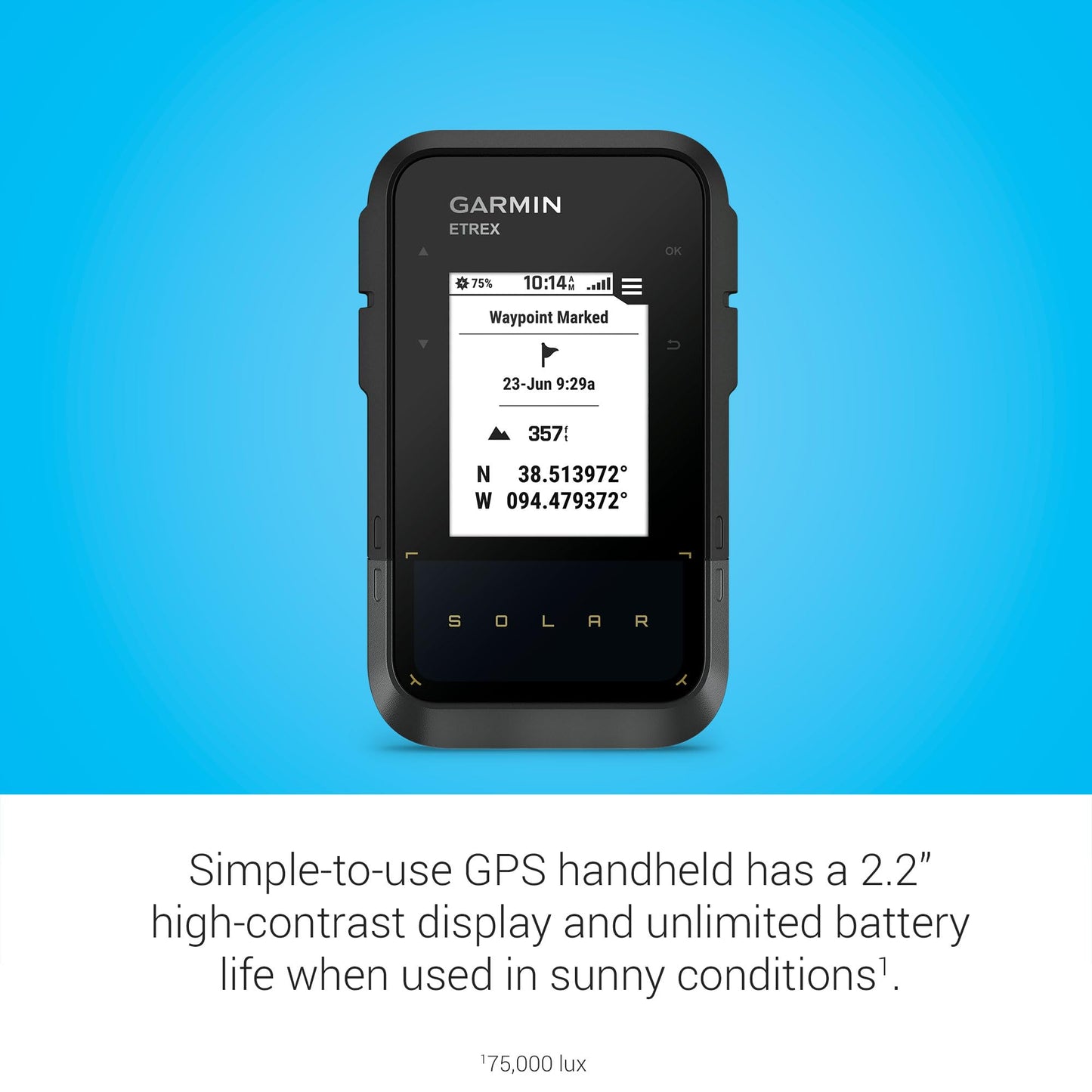 Garmin eTrex® Solar, Rugged & Easy-to-Use GPS Handheld