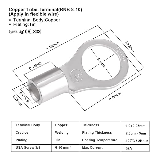 iGreely 10 Gauge Wire Tinned Copper Tray Cable - Connect Charge Controller and Battery for Solar Panel MPPT RV Automotive Marine Boat 5FT 10AWG