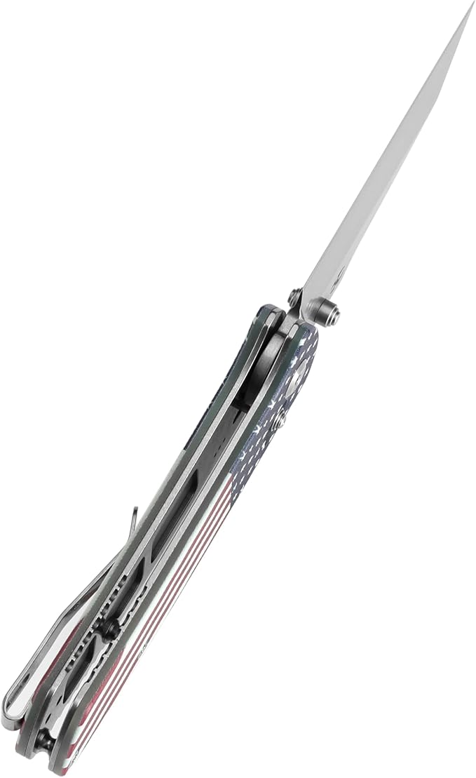 KANSEPT Main Street Pocket Folding Knife, 3.36 Inch 154CM Sharp Steel Blade, American Flag G10 Handle with Axis Lock and Thumb Stud, Perfect Clip for Camping Hiking Fishing Gift Everyday Carry T1015v9