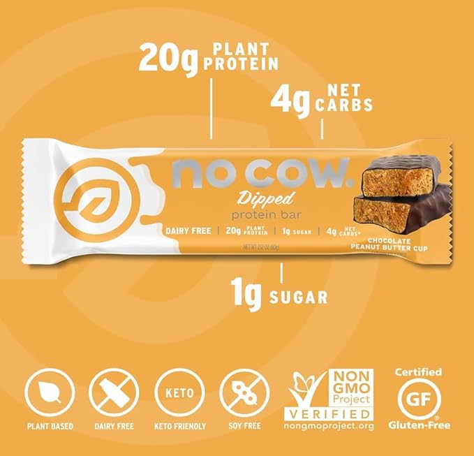 No Cow Protein Bars, Brand Sampler Pack - Healthy Snacks, 20g Vegan Protein, High Fiber, Low Sugar, Keto Friendly, Dairy & Gluten Free (12 Count)