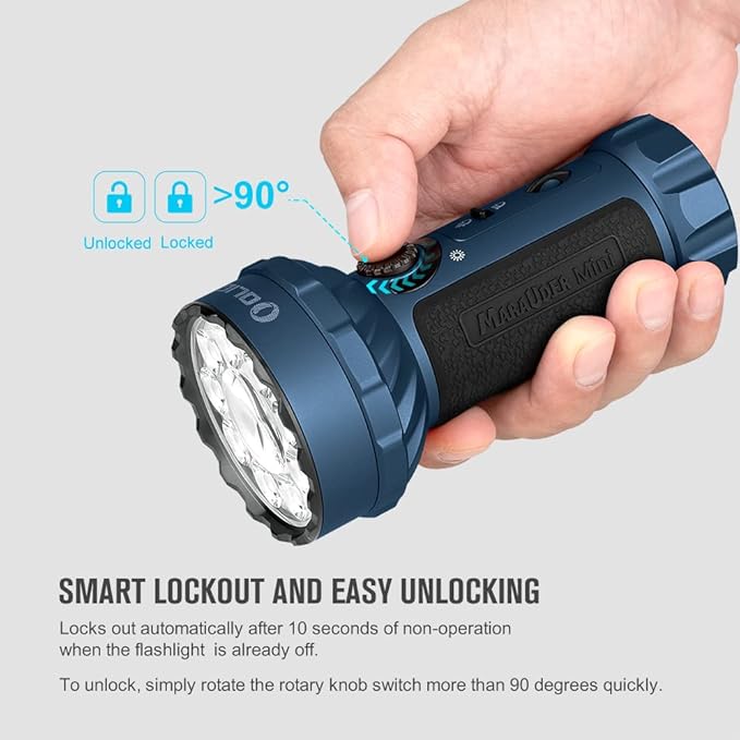 OLIGHT Marauder Mini 7,000 Lumens Bright Flashlight with 600 Meters Beam Distance, Powerful RGB Lights, Magnetic Rechargeable for Outdoors Work, Hunting, and Searching(Midnight Blue)