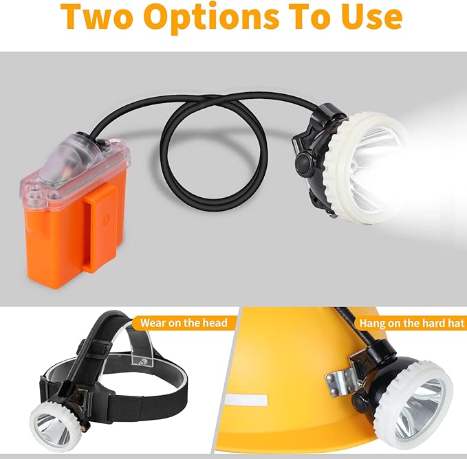 Super Bright Rechargeable Mining Headlamp, 1+2 LED Hard Hat Light, Waterproof & Explosion Proof Miner Lamp, Durable Hunting Headlight for Work, Caving, Camping, Hiking, Fishing, Outdoor Search