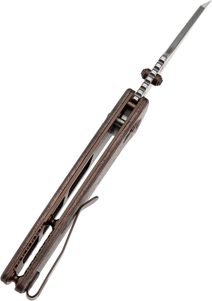 KANSEPT Elite Main Street Pocket Knife, 3.36''Stonewashed CPM S35VN Tanto Blade, Copper Carbon Fiber Handle with Axis Lock and Thumb Stud,Clip for EDC, Men Gift Camping Survival Folding knives K1015V3