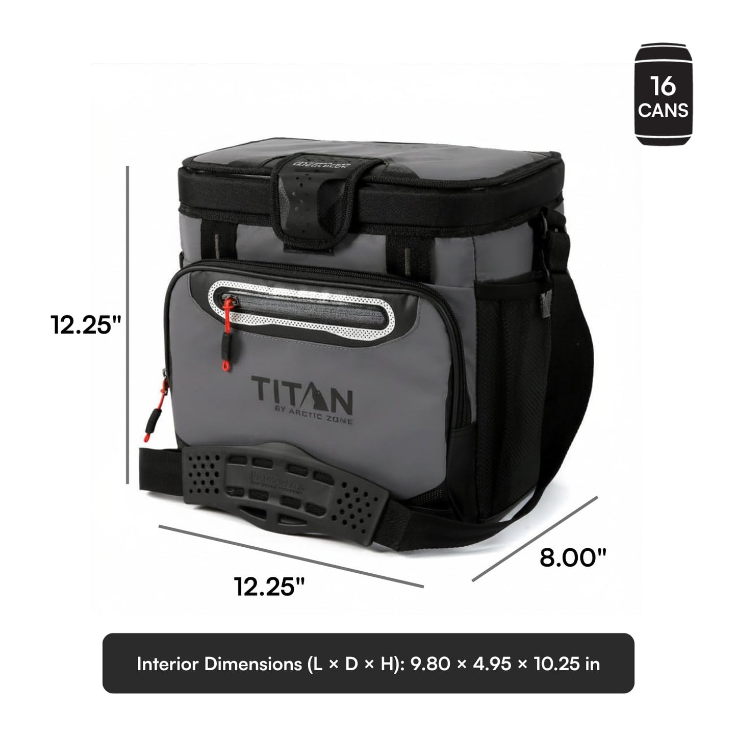 Titan 16 Can Zipperless HardBody Cooler, Keeps Ice 2 Days, Sharkskin Gray