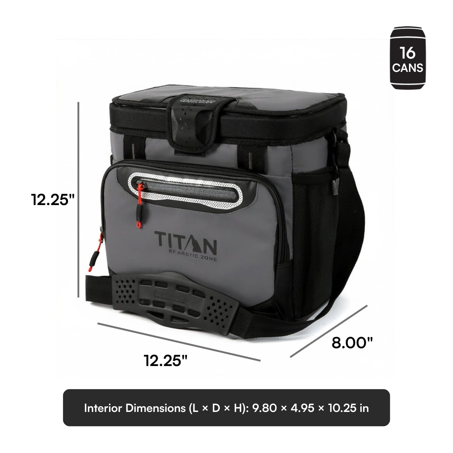 Titan 16 Can Zipperless HardBody Cooler, Keeps Ice 2 Days, Sharkskin Gray