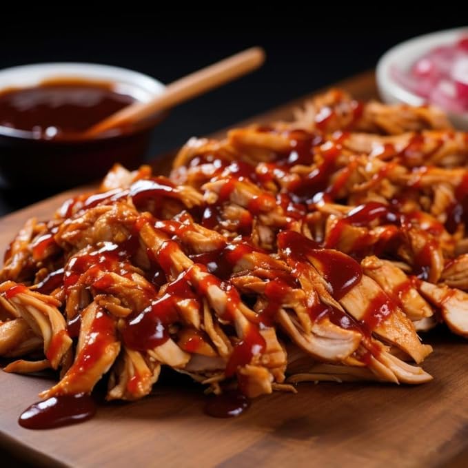 Old Hacienda BBQ Flavored Chicken | 100% Shredded Seasoned Chicken with Sauce | Fully Cooked & Ready to Eat | 26g Protein | No Preservatives or Artificial Flavors | BPA Free Pouch | Pack of 1-8oz