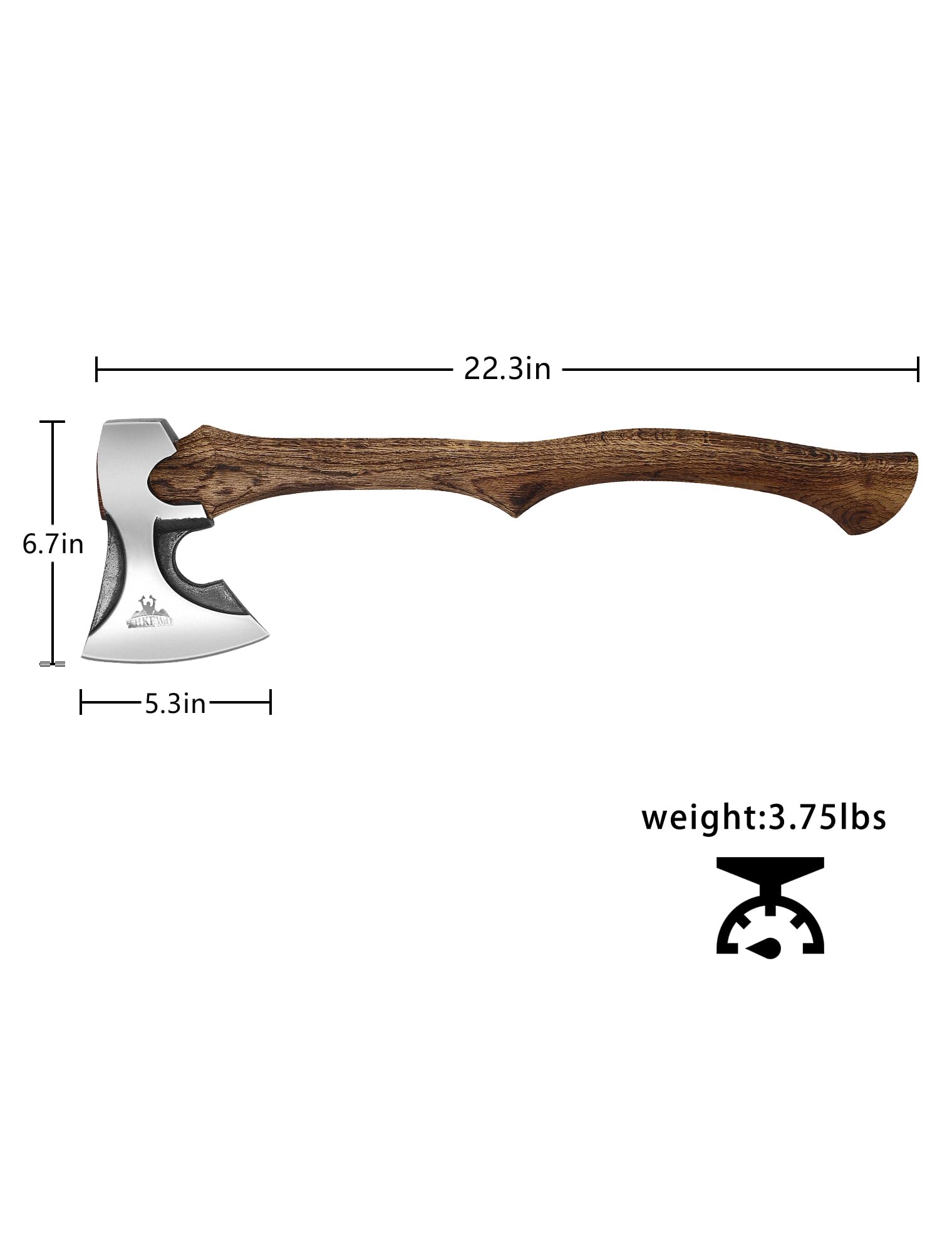 Camping Hatchet -Chopping Axe with Leather Sheath, 22.3" Forged Carbon Steel Wood Splitting Axe for