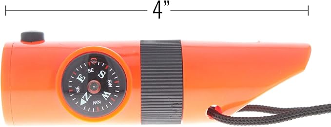Kids Survival Outdoor Camping Multi Tool Whistle Compass LED 7 in 1 Flashlight