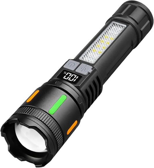 ailight Flashlights High Lumens Rechargeable, High Lumens Super Bright Flashlight with LCD Digital Display, Zoom, 5 Modes, IPX6 Waterproof, Powerful Tactical Flashlight for Emergencies, Camping