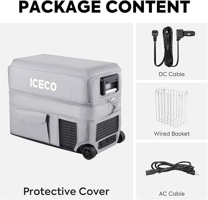 ICECO JP50 Pro Portable Refrigerator,12Volt Car Fridge Freezer, Compact Refrigerator with Secop Compressor, for Outdoor, Camping 51.7 Quart, -4℉～68℉, DC 12/24V, AC 110/240V, Multi-directional Lid