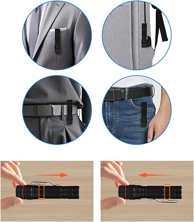 6 Pack Small Mini LED Flashlight, Single Mode Zoomable Flashlights AA Battery Powerful Flashlights with Pocket Clip, Portable Bulk EDC Pen Flash Light for Gift, Emergency, Camping, Hiking