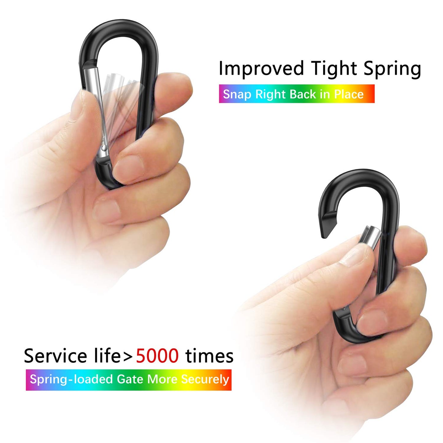 sprookber 3" Aluminum Carabiner D Ring, Keychain Spring Snap Hooks 10 Pack