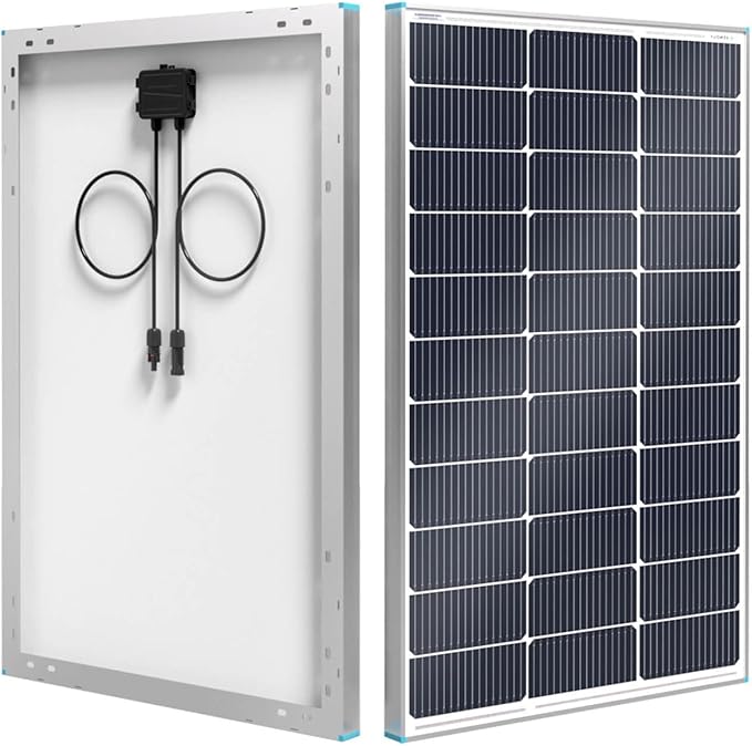 100W Solar Panel N-Type 16BB, 12V RV Solar Panel 100 Watt, 25% High Efficiency, Monocrystalline PV Module Solar Charger for Roof Boat Camping Van Trailer Cabin Off-Grid Applications