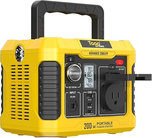 Togo POWER 200W Portable Power Station,Peak 400W Solar Generator 177Wh Lithium Battery Power Bank with 120V AC Outlet,USB QC3.0&PD Ports,Fast Charging for Outdoor Camping Home Use Emergency Backup