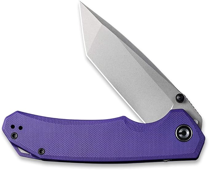 CIVIVI Brazen Folding Pocket Knife,3.5-Inch Tanto D2 Plain Blade,G-10 Outdoor Camping Hiking Knife with Thumb Studs and Flipper opener,Unique Tool Gift for EDC Men Women C2023A (Purple)