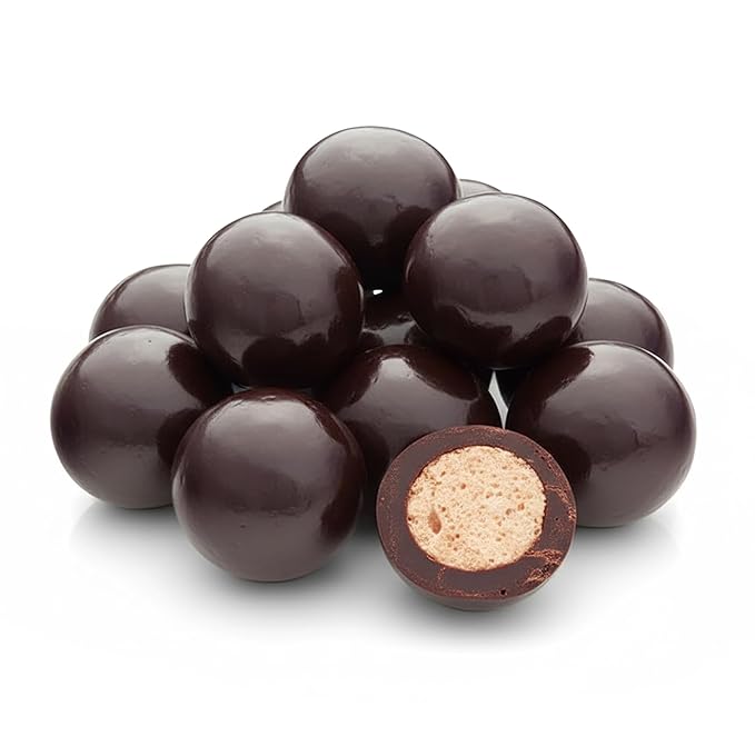 NY Spice Shop Dark Chocolate Espresso Chocolate Malt Balls Party Decorations - 8 Ounce Malted Milk Ball Candy Birthday Gifts - Chocolate Malted Milk Balls - Dark Chocolate Malt Ball Holiday Snacks