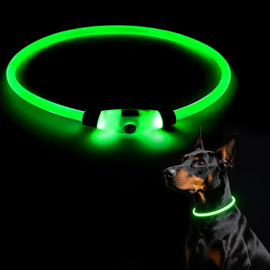 Led Dog Collar, Jestrem USB Rechargeable Waterproof Pet Safety Collar for Night Walking, Adjustable Reflective Collar Light Up Dog Collar for Small Medium Large Dogs